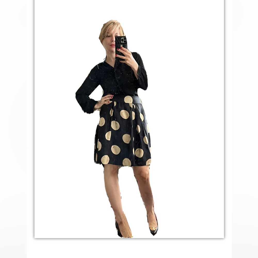 SOLDKate Spade 100 💯 Silk Blend Skirt size 6 black cream - Picture 1 of 10